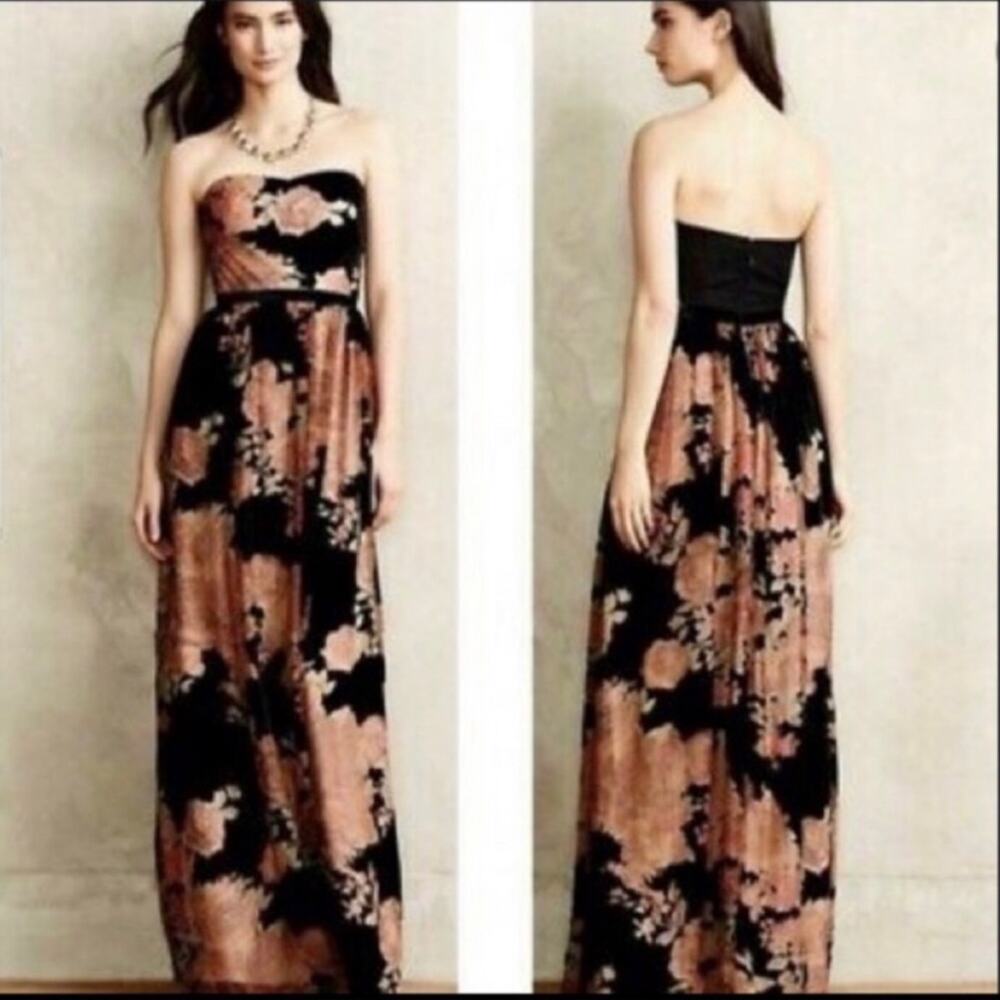 Erin by Erin Fetherston Rosalind Velvet Floral Strapless Gown Anthropologie